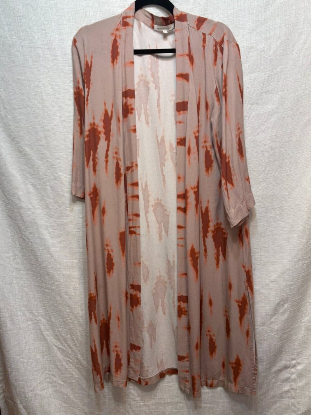 Mododoc Terracotta Tie Dye Long Kimono Duster Cardigan Oversized Small